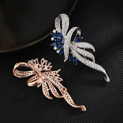 Crystal Flower Brooch Lapel Pin